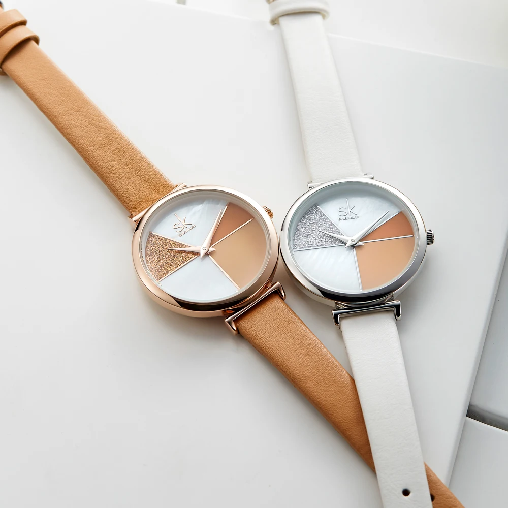 

Shengke SK Top Brand Unique Fashion Watch Luxury Women Watches Leather Strap Ladies Creative Female Clock Relogio Feminino