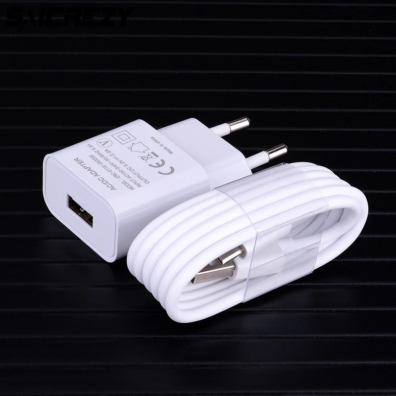 Универсальное дорожное Сетевое зарядное устройство с европейской вилкой + 1 м USB