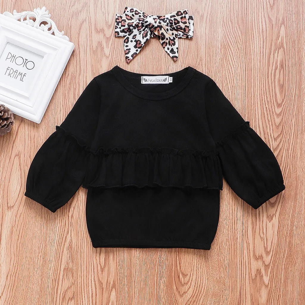Children Cloth Set Toddler Baby Girl Long Sleeve Sweatshirt +Leopard Print Pants+Hairband Outfit Girls Autumn Winter C850# | Детская