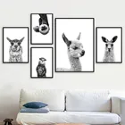 Черно-белая картина с животными для Домашнего Дизайна, альпака, кенгуру, вытер, бык, настенное искусство, печать на холсте, плакат для декора гостиной