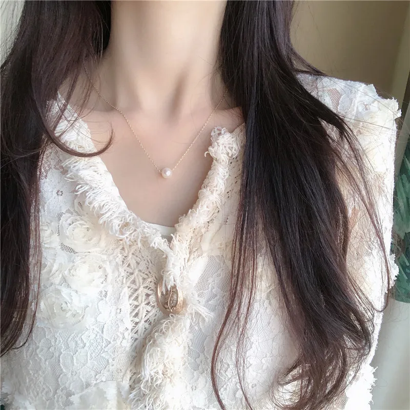 

Simple Elegant Choker Pearl Necklaces for Women Gold Layered Chain Necklace Jewelry