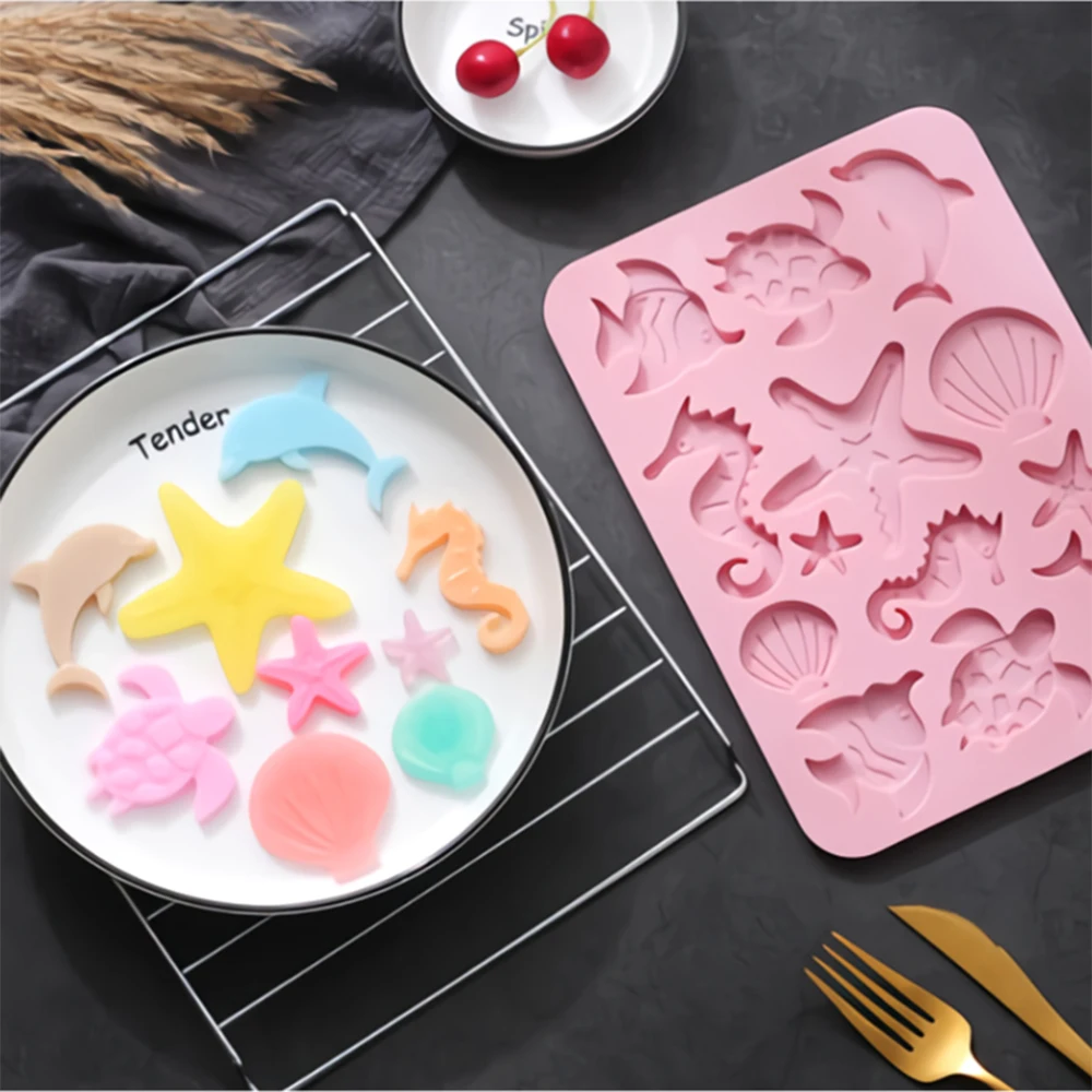 

New Silicone Cake Mold Creative Underwater World 3D DIY Handmade Biscuits Candy Chocolate Mould Mousse Decoration Baking Tools