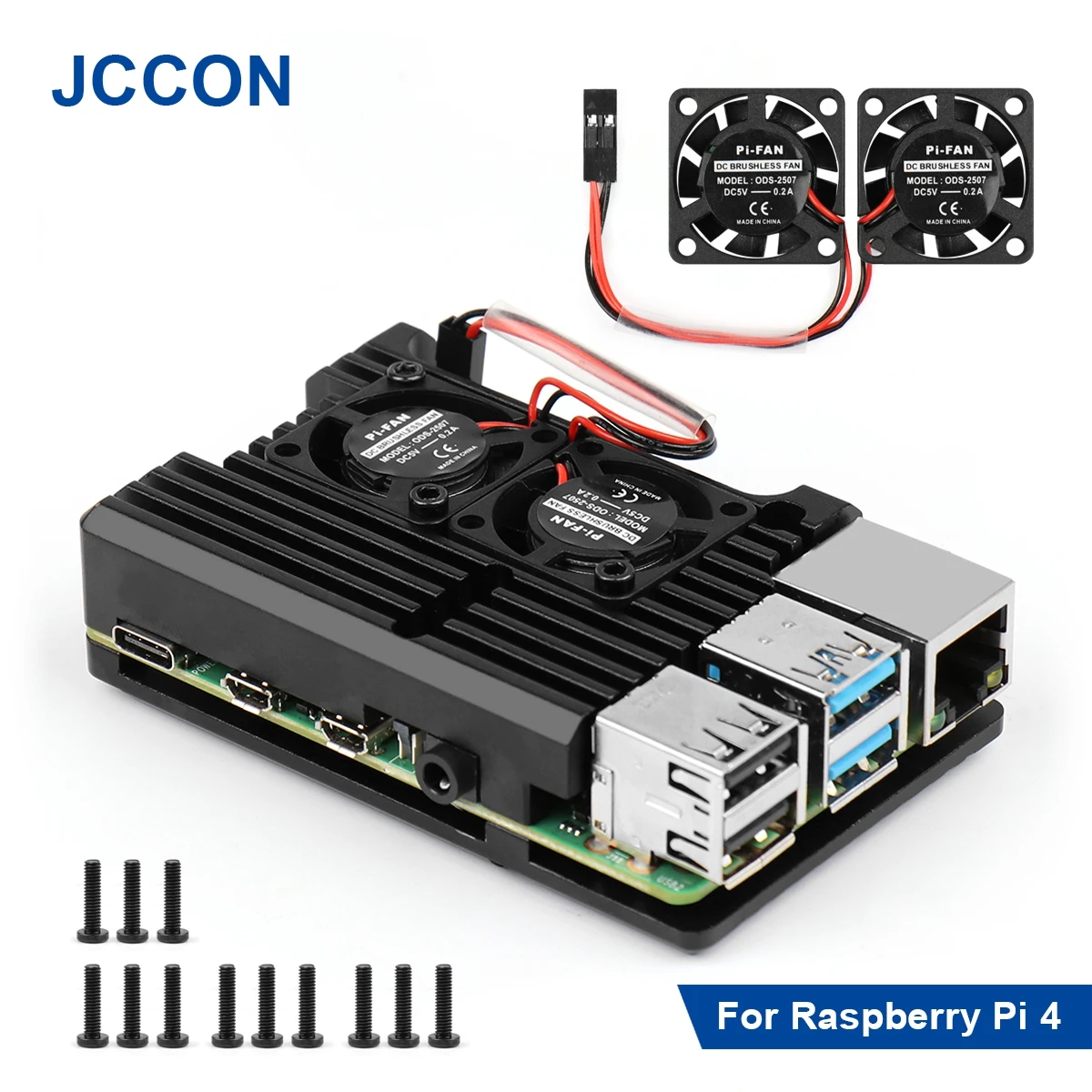 

For RPI4 Model Case Plastic Shell ABS Enclosure Box with Cooling Fan Heatsink Optional Power Adapter SD Card For RPI 4