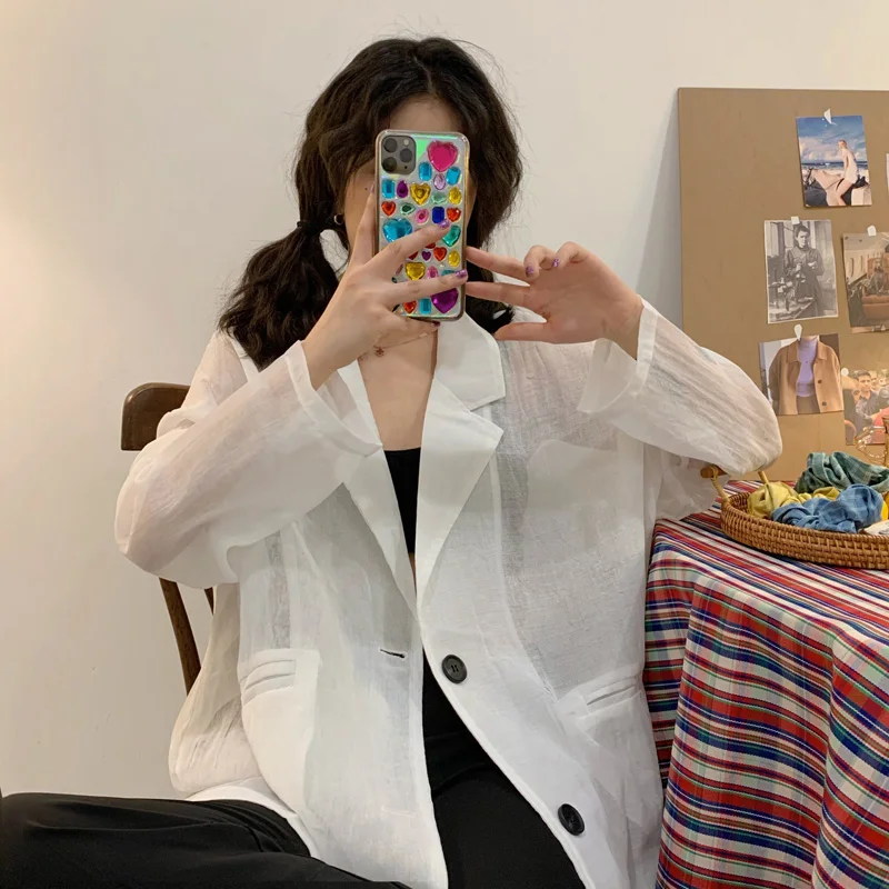 

Oversized Transparetn See Through Button Up Shirt for Women Ladies Blouse Cardigan Clothes Vintage Tops Elegant Beach Clothing