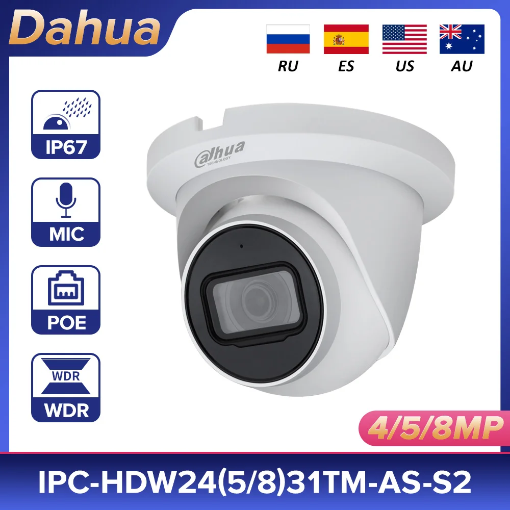 

Original Dahua IP Camera 4MP 5MP 8MP IPC-HDW2831TM-AS-PV Built in MIC Security Starlight Network Camrea Outdoor POE CCTV Camera