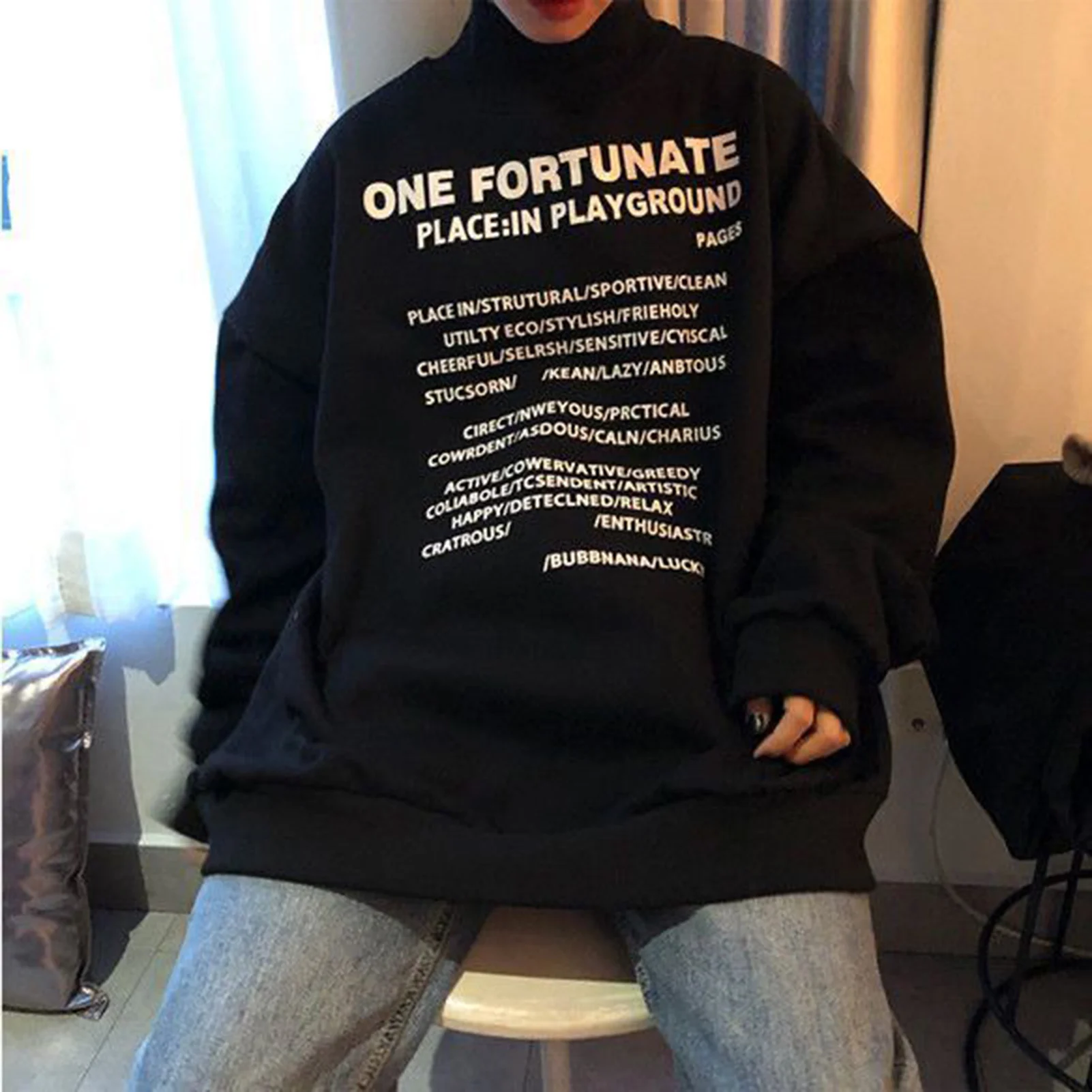 Autumn winter 2020 Women Plush sweatshirt Turtleneck Letters Print women clothes coat long sleeve hoodies