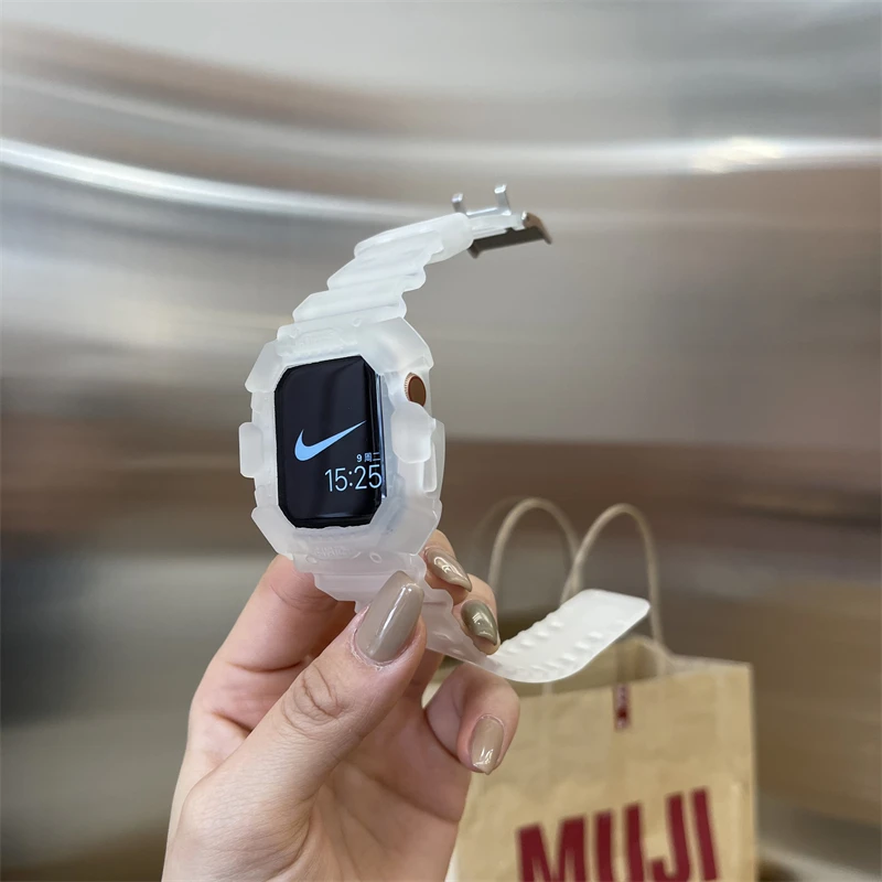 Ремешок и чехол для Apple Watch Series 6 SE 5 4 44 мм 42 прозрачный пластиковый браслет iwatch 3 2 1 38