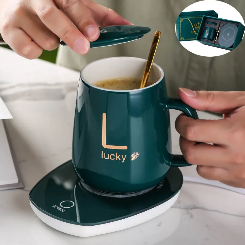 

Ceramic Coffee Mugs Set Lucky Milk Tea Cups Gift Box Student Drinking Water Mug with Handle Lid Spoon Drinkware Birthday Xmas