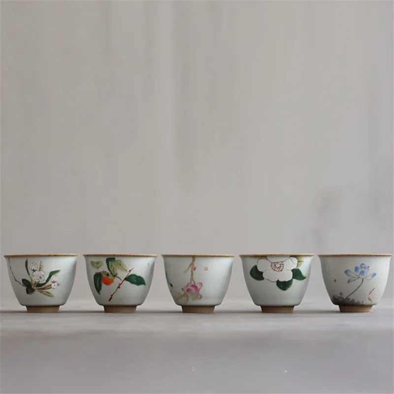 Фарфоровая Ручная роспись Камелия хурма кунг-фу кружка для воды традиционная