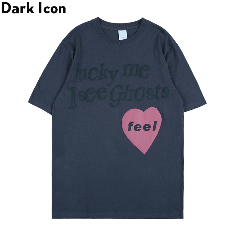 Футболка мужская с надписью и сердцем Dark Icon уличная одежда Минималистичная