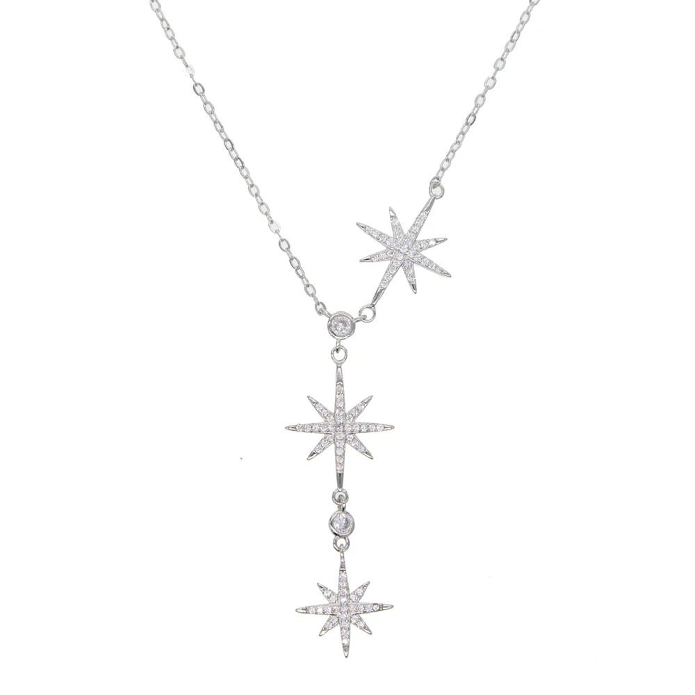Длинная цепочка lariat NORTHSTAR CZ звеньевая sparking star charm подвеска Y женское сексуальное