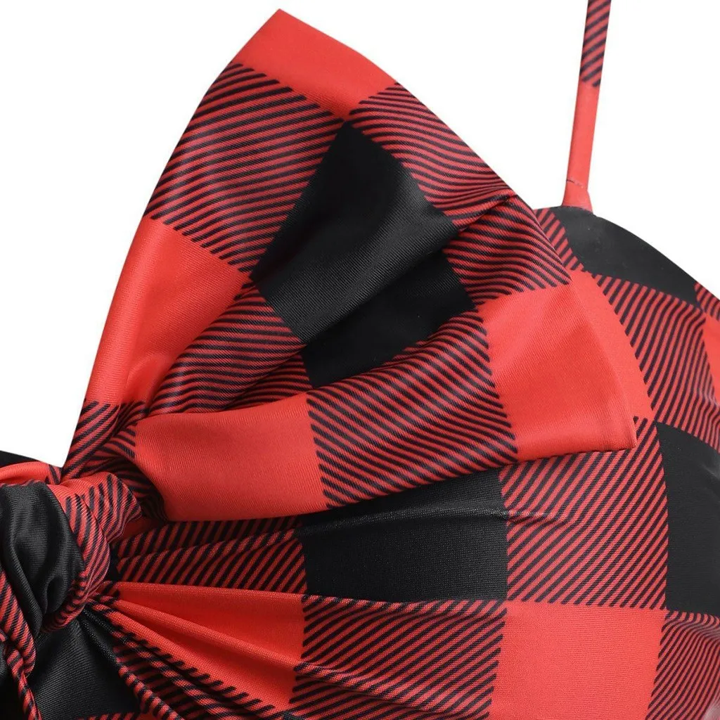 

High Waist Swimwear Women Swimsuit 2021 Bikini Sexy Bandage Bikinis Set Bowknot Bathing Suit Plaid Print Biquini Maillot de bain
