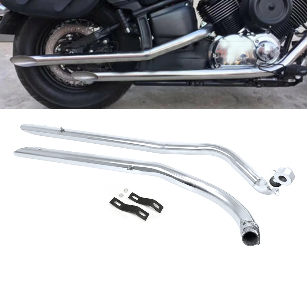 

For Yamaha Dragstar V-star XVS1100 Classic Stainless Steel Slash Cut Full Exhaust System Pipe Kit Muffler Removable Silencer