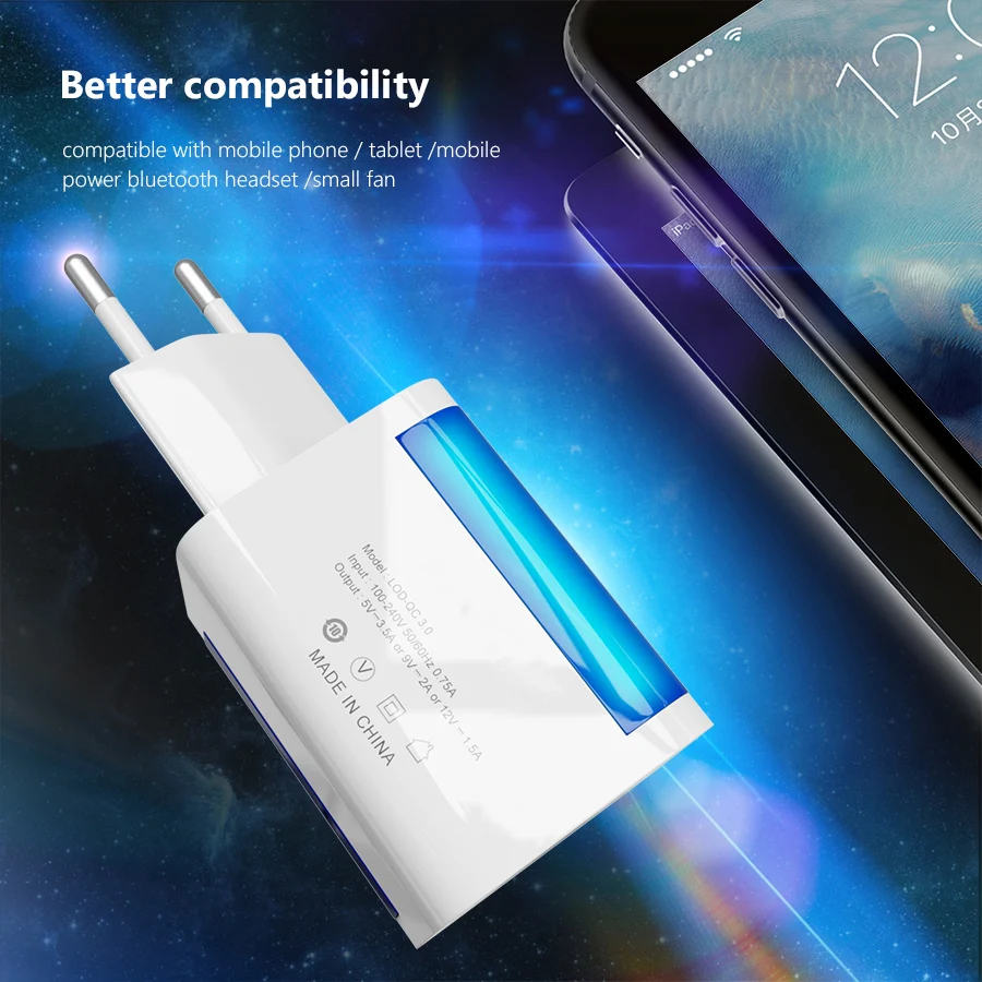 USB-Зарядное устройство Dual 2 порта штепсельная вилка европейского стандарта, 5 В/2A дорожный настенный адаптер Светодиодный светильник USB ЗУ для мобильного телефона для Xiaomi huawei samsung LG iphone
