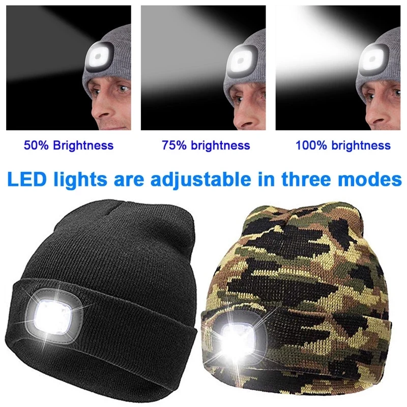 

NEW LED Lighted Hat Beanie Cap Hip Hop Men Women Knit Hat Hunting Camping Running Hat Christmas Gifts Winter Hat