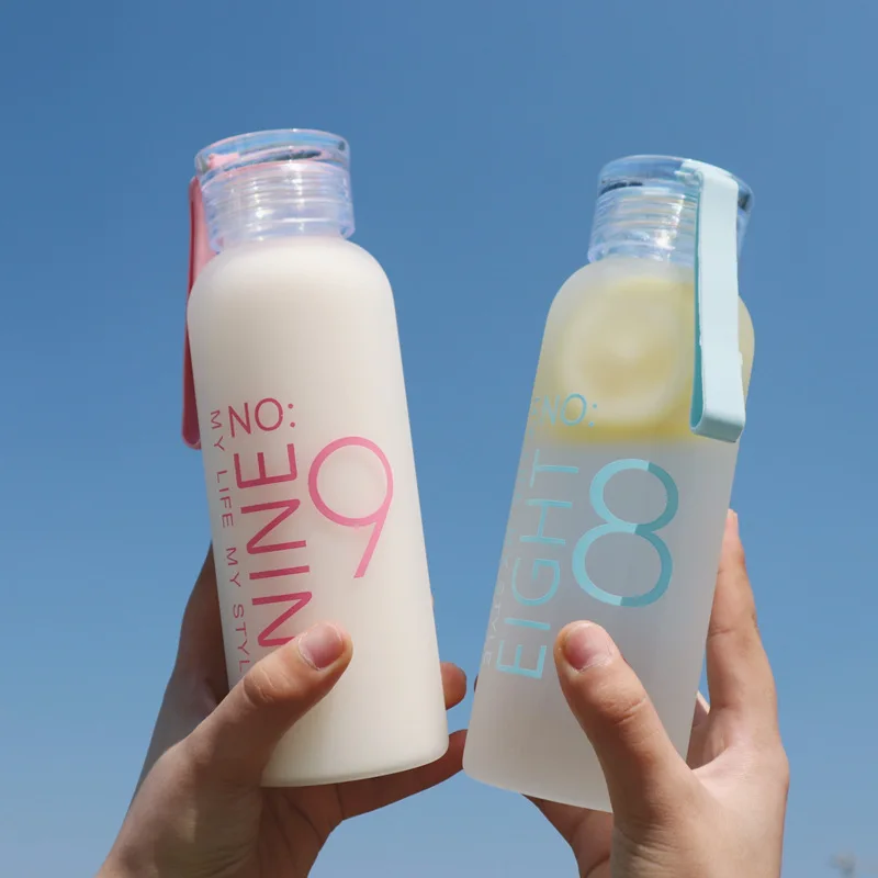 Матовая стеклянная бутылка для воды здоровый контейнер летняя лимонной бутылки