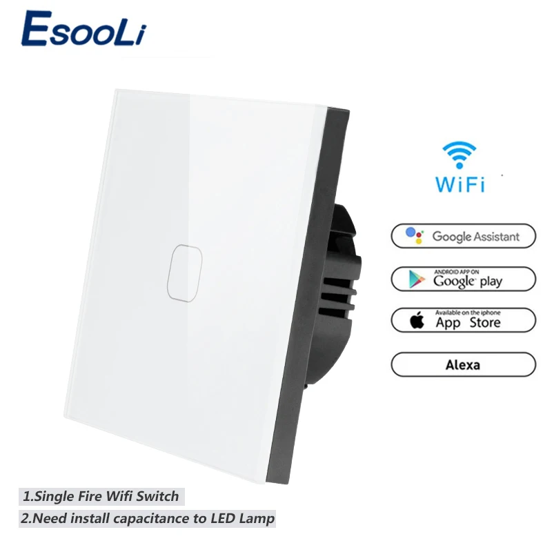 EsooLi 86 Тип сенсорный переключатель умный светильник переключатель wifi светильник переключатель приложение беспроводной пульт дистанционного управления стандарт ЕС работа с Alexa Google Home