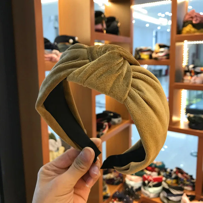 Бутик Аксессуары для волос Женский бархатный узел посередине широкая боковая