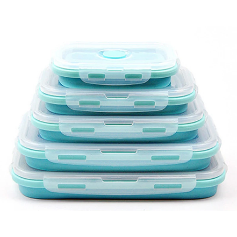 

3/4PCS Set Foldable Silicone Food Lunch Box Fruit Salad Storage Food Box Container Dinnerware Conveniently Lunch Box