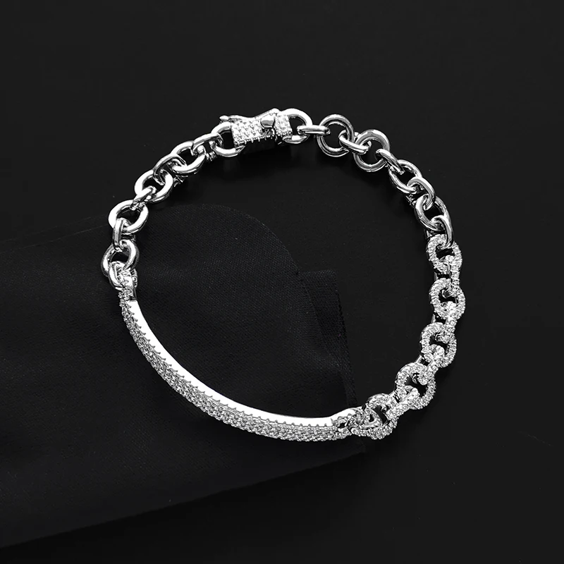 

Асимметричный браслет из серебра 925 пробы с кристаллами и улыбкой, регулируемая цепочка, Монако, ювелирные изделия