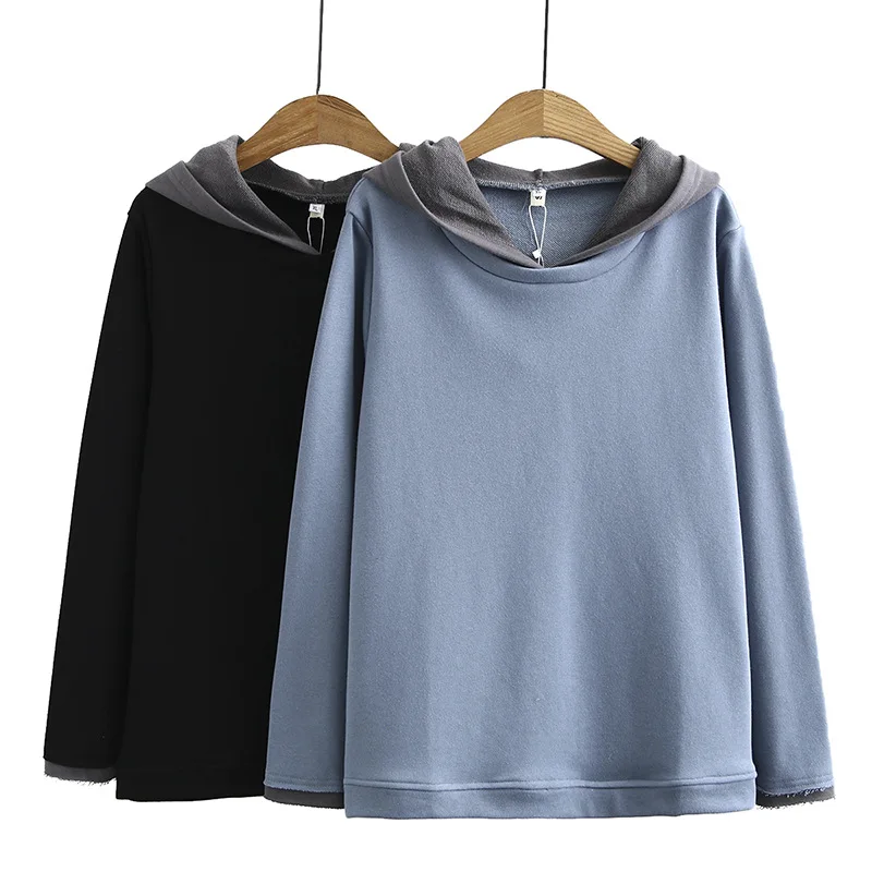 

New ladies autumn winter plus size hoodie tops for women large pullover long sleeve loose blue black sweatshirt 3XL 4XL 5XL 6XL