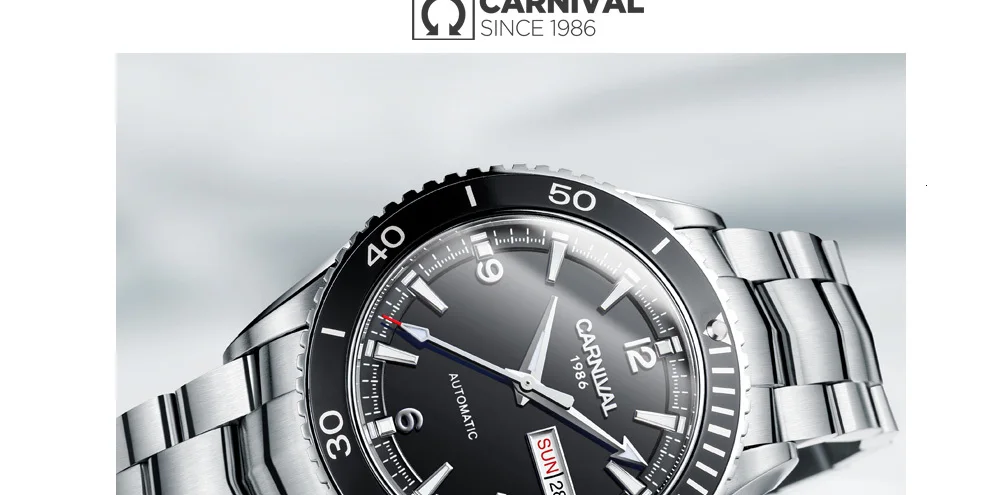 Япония MIYOTA Move для мужчин t карнавал автоматические механические модные мужские часы для дайвинга спортивные водонепроницаемые светящиеся часы сталь сапфир