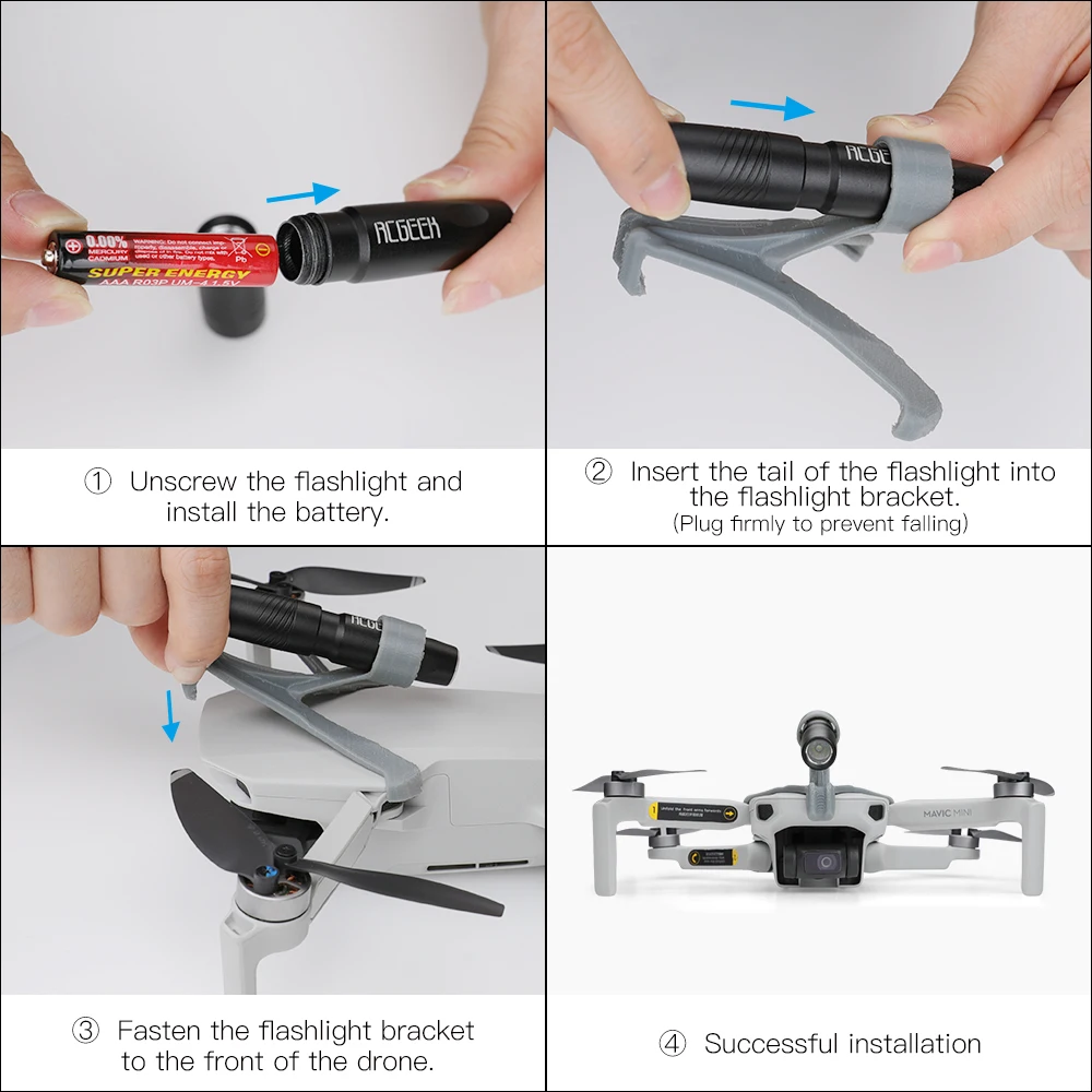 Mavic drone LED lights Night Flight Searchlight CRRE-Q5 Flashlight Use the AAA battery for dji mavic mini Accessories | Электроника