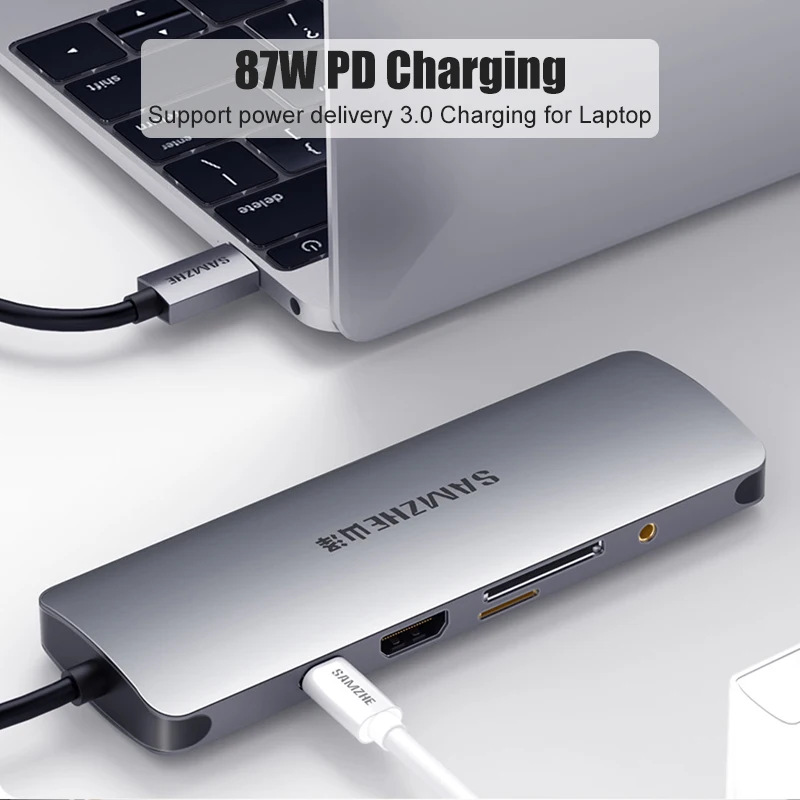 USB-концентратор SAMZHE с Type C на HDMI RJ45 кардридер адаптер USB3.0 концентратор для MacBook Samsung