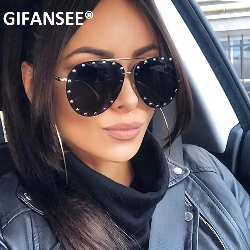 Солнцезащитные очки авиаторы с металлическими заклепками для мужчин и женщин