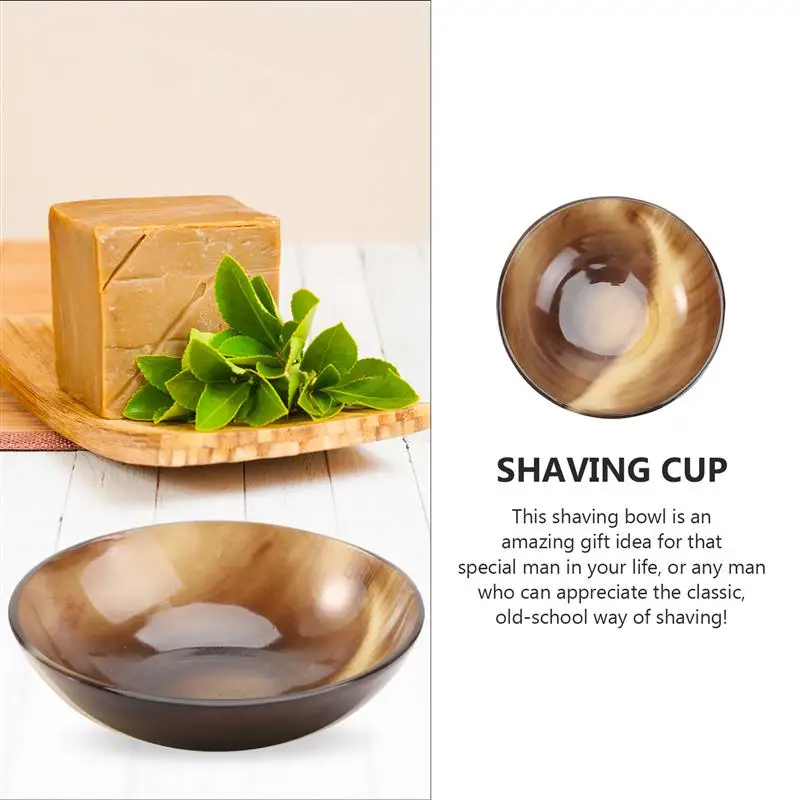 

Men Shaving Bowl Anti-Adhering Natural Smooth Yak Horn Shaving Bowl Home Salon Men Shaving Soap Cup Shaving Bowl For Man
