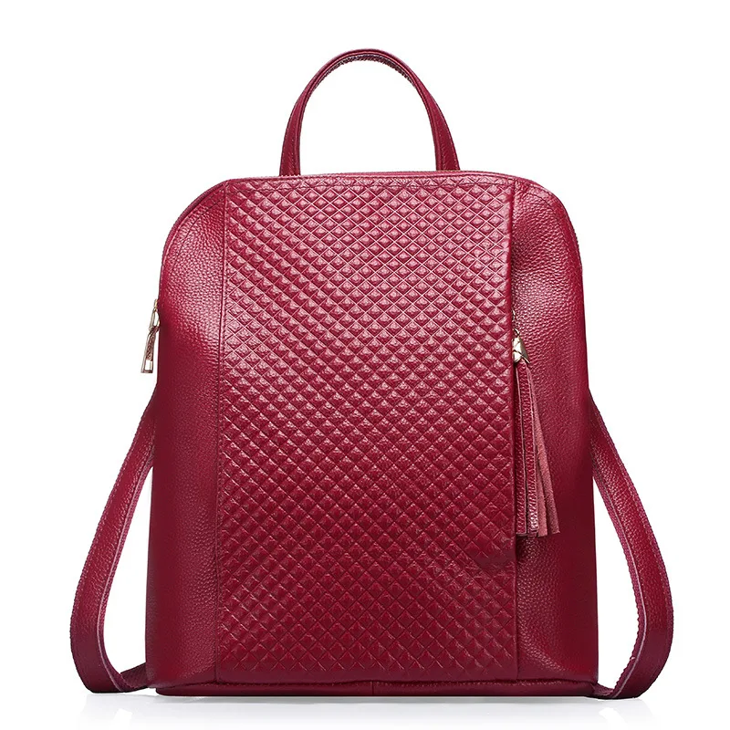 

Designer Brand Luxury Female Backpack New Fashion Solid Plaid Women Backpack Large Capacity Genuine Leather Travel Backpack