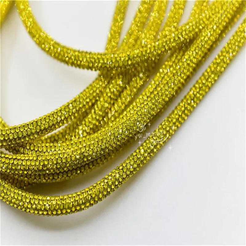 lemon yellow 5 ярдов хрустальные стразы блестящая цепочка для невесты аппликация для изготовления ювелирных изделий - Цвет: lemon yellow