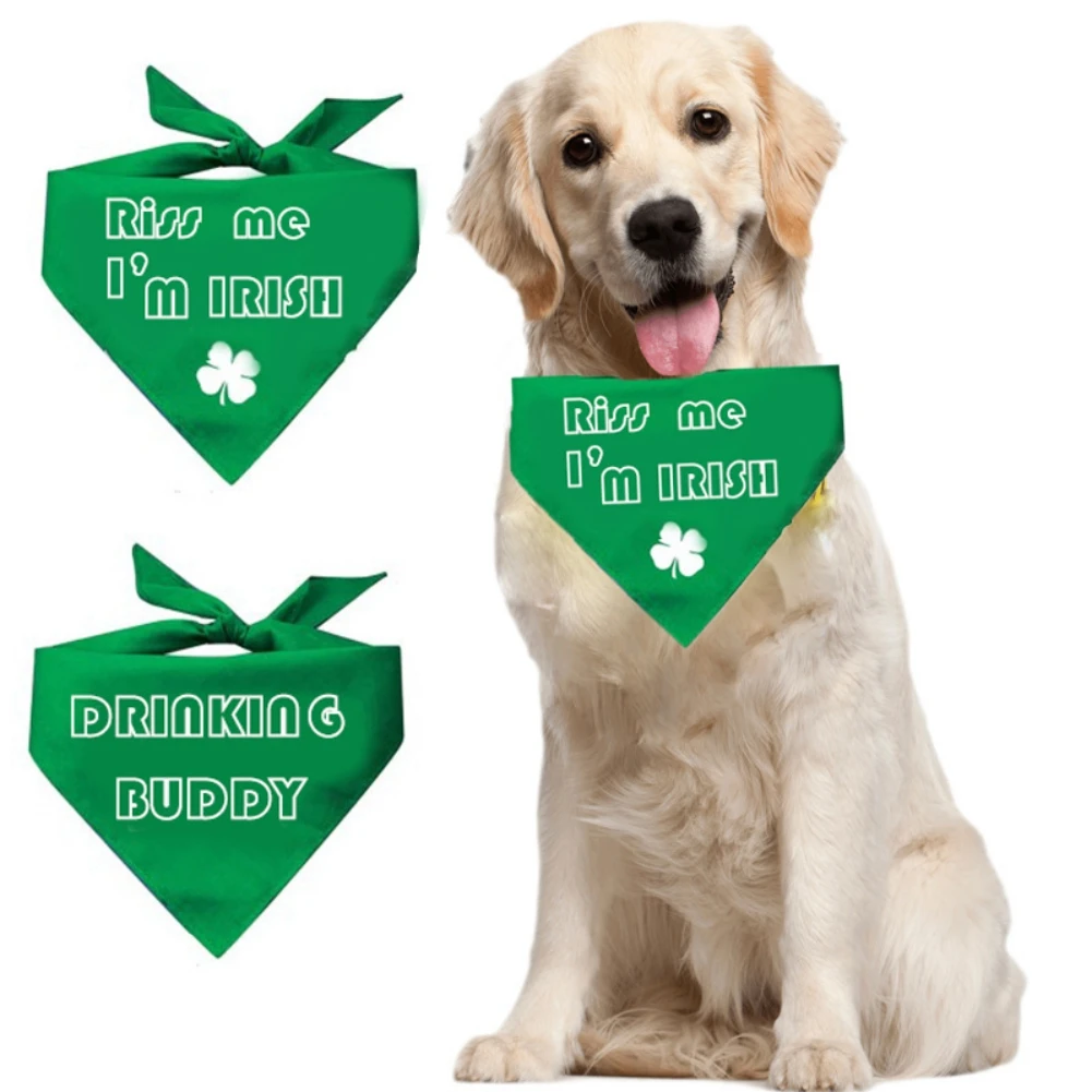 

Double-layer Pet Saliva Towel Scarf Adjustable Collar Bibs Neckerchief Washable Cat Bib Bandana Dog Accessories Green