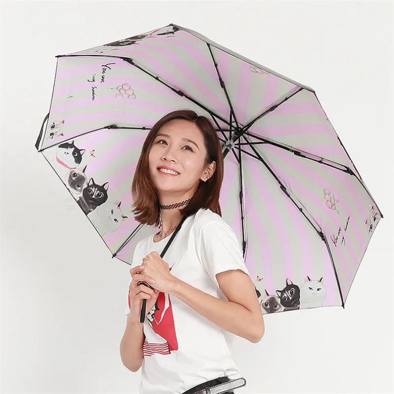 Модный Полосатый Зонт с защитой от ультрафиолета для кошек ветрозащитные
