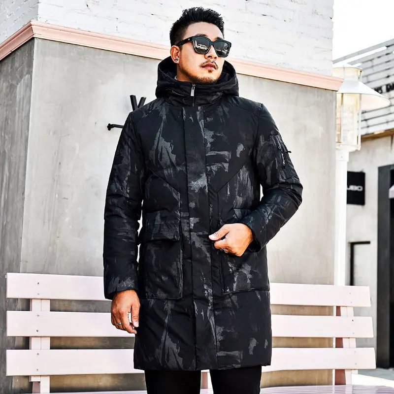 2019 зимняя новая брендовая мужская парка Теплая Куртка длинная свободная куртка