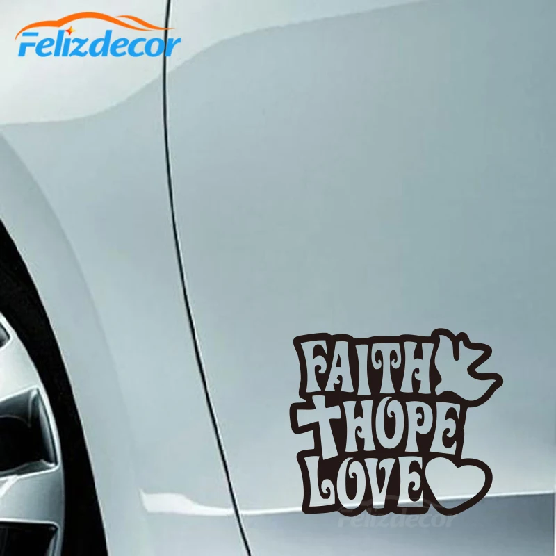 Виниловые наклейки на автомобиль с надписью Faith Hope With Love окно дверь настенная