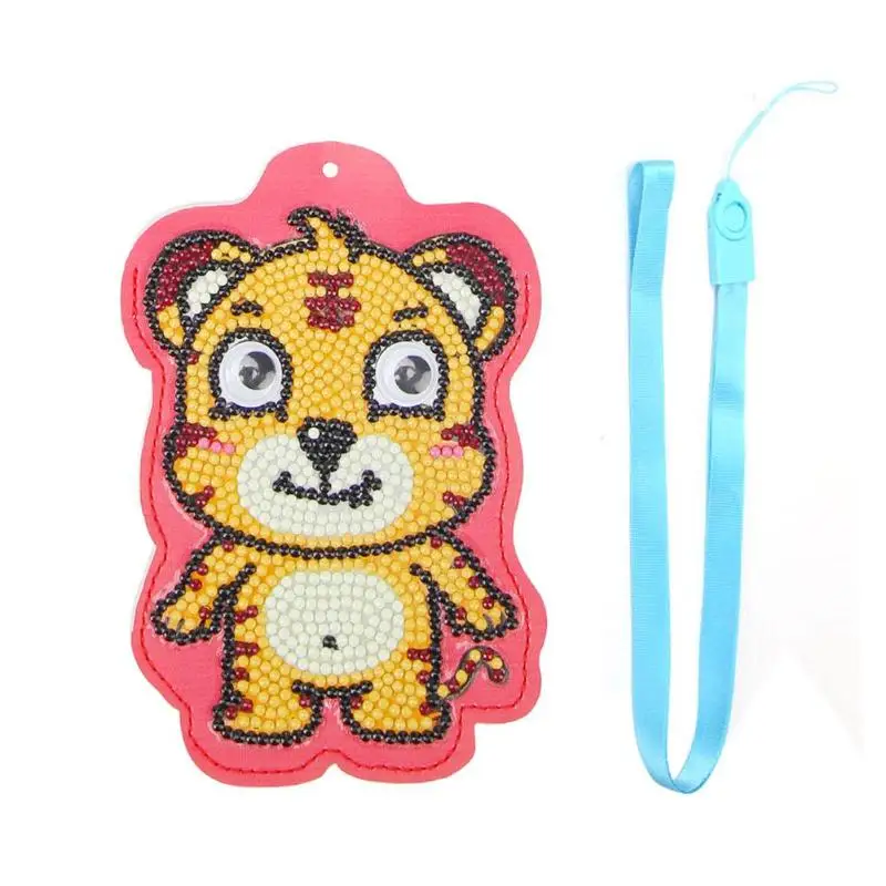DIY чехол для карт с алмазным рисунком и веревкой кожаный милым животным узором