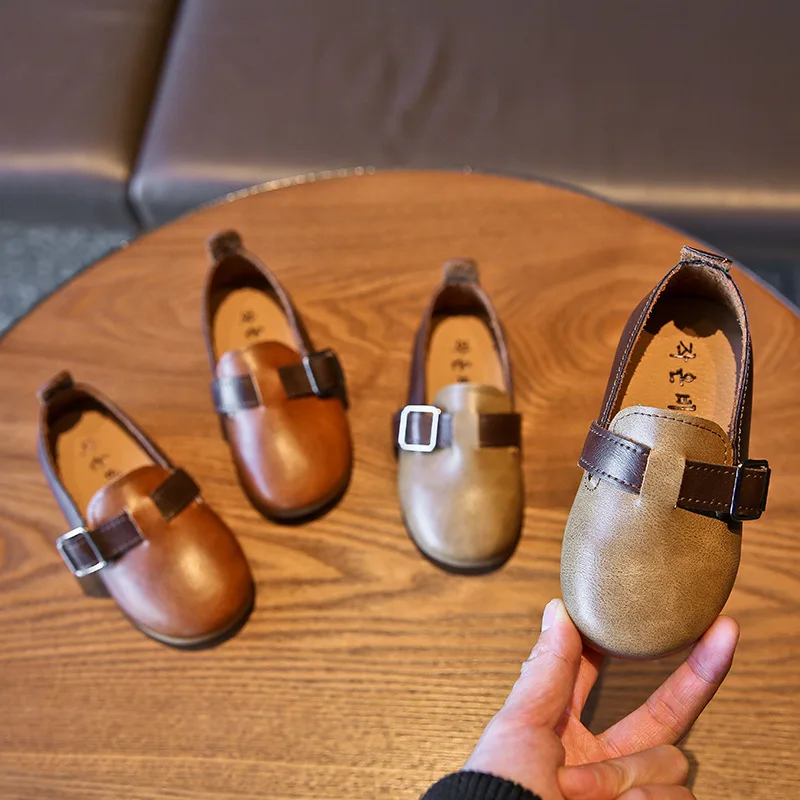 Демисезонный дети туфли без каблуков Большая обувь для девочек в стиле ретро