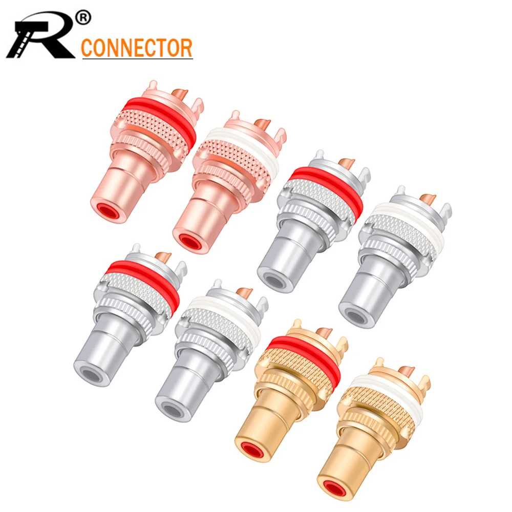 

100 шт./50 пар Роскошные позолоченные разъемы RCA, Панельное крепление, шасси, аудиоразъем, перегородка с гайкой, паяльная чашка, 3 цвета