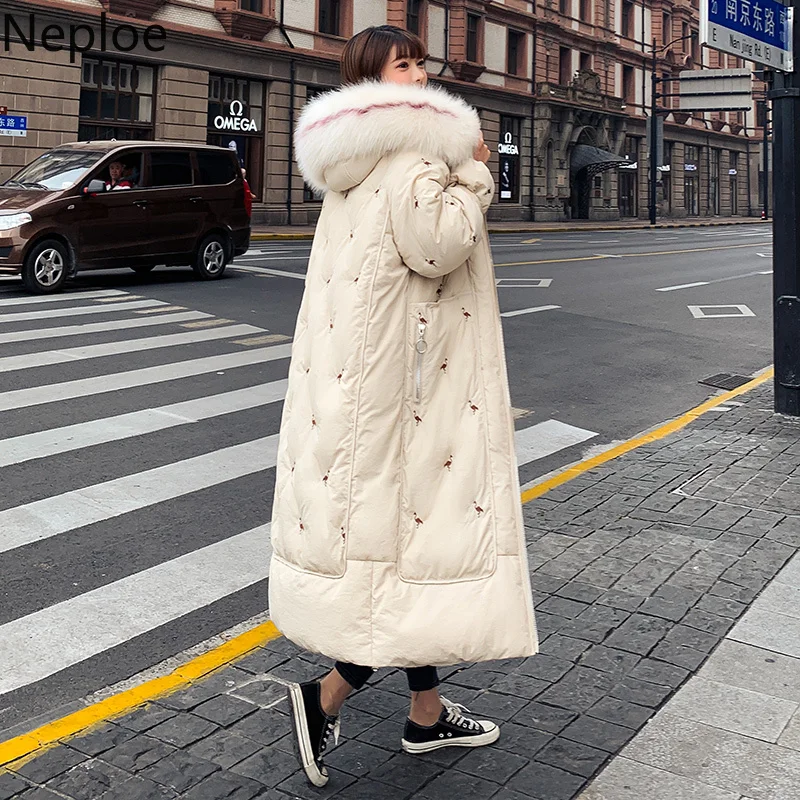 Neploe Bf Abrigos Mujer Inverno Толстое Зимнее пальто для женщин темперамент макси свободные тонкие вышитые Casaco Feminino 46374