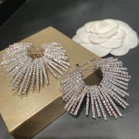 bilincolor fashion cubic zirconia silver color big luxury womens earrings
