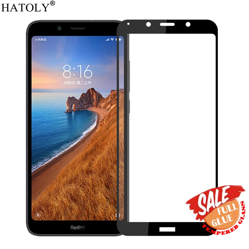Полностью клеевое стекло для Xiaomi Redmi 7A закаленное Защита экрана полное покрытие