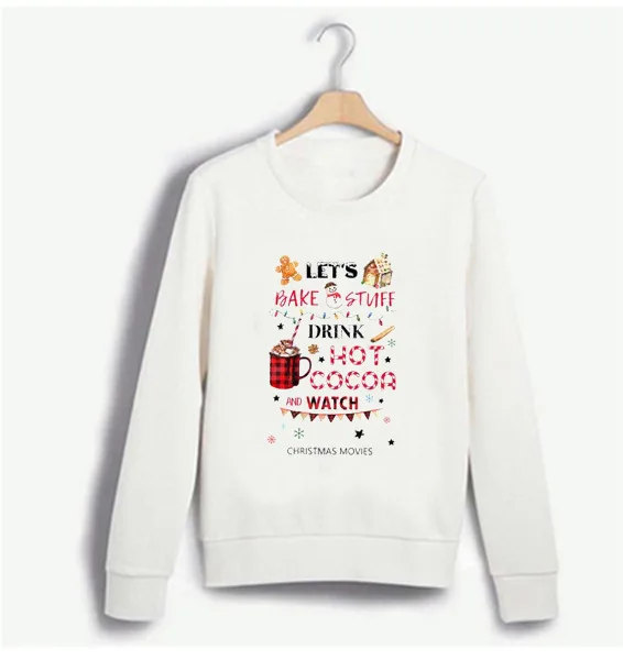 

YEMUSEED New Women Sweatshirt Christmas Print Tops Full Sleeve Sweatshirts Casual O-Neck Sweatshirt FH058