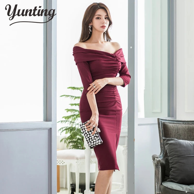 

2020 New Solid Color Sheath Dress Women Summer Pencil Dresses Sexy Party Bodycon Vestidos