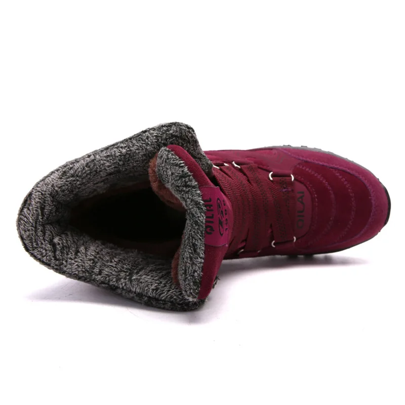 Замшевые Зимние ботинки женские ботильоны зимние Водонепроницаемая зимняя