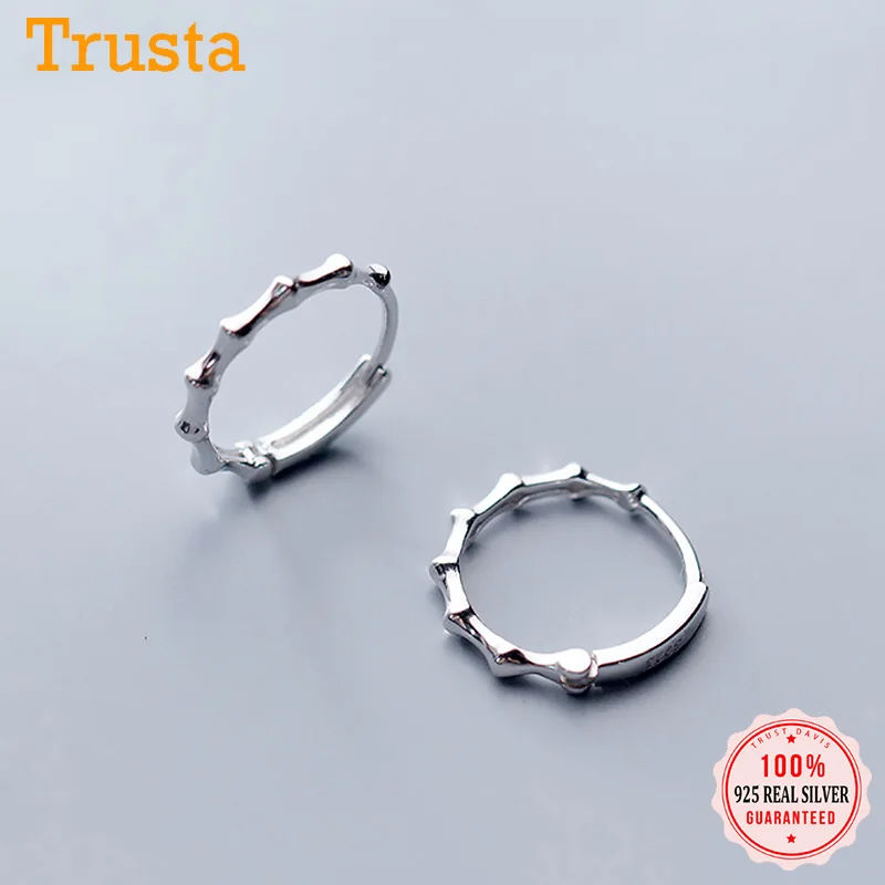 Trustdavis серьги кольца из настоящего серебра 925 пробы Бамбуковые клипсы на S925