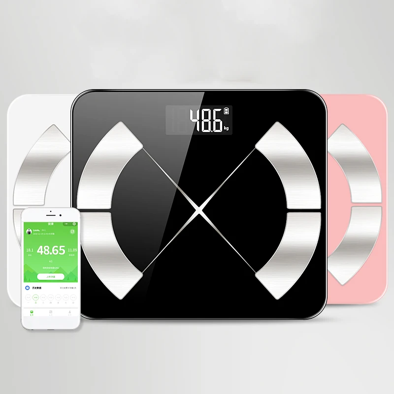 Bluetooth весы для ванной комнаты умный светодиодный дисплей тела мышечная масса BMI