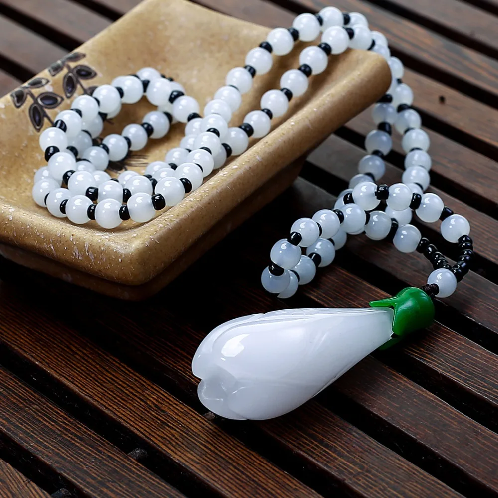 Натуральный ручной работы нефрит Хотан Белый нефрит цветок подвески, ожерелья женские модели подвеска Магнолия