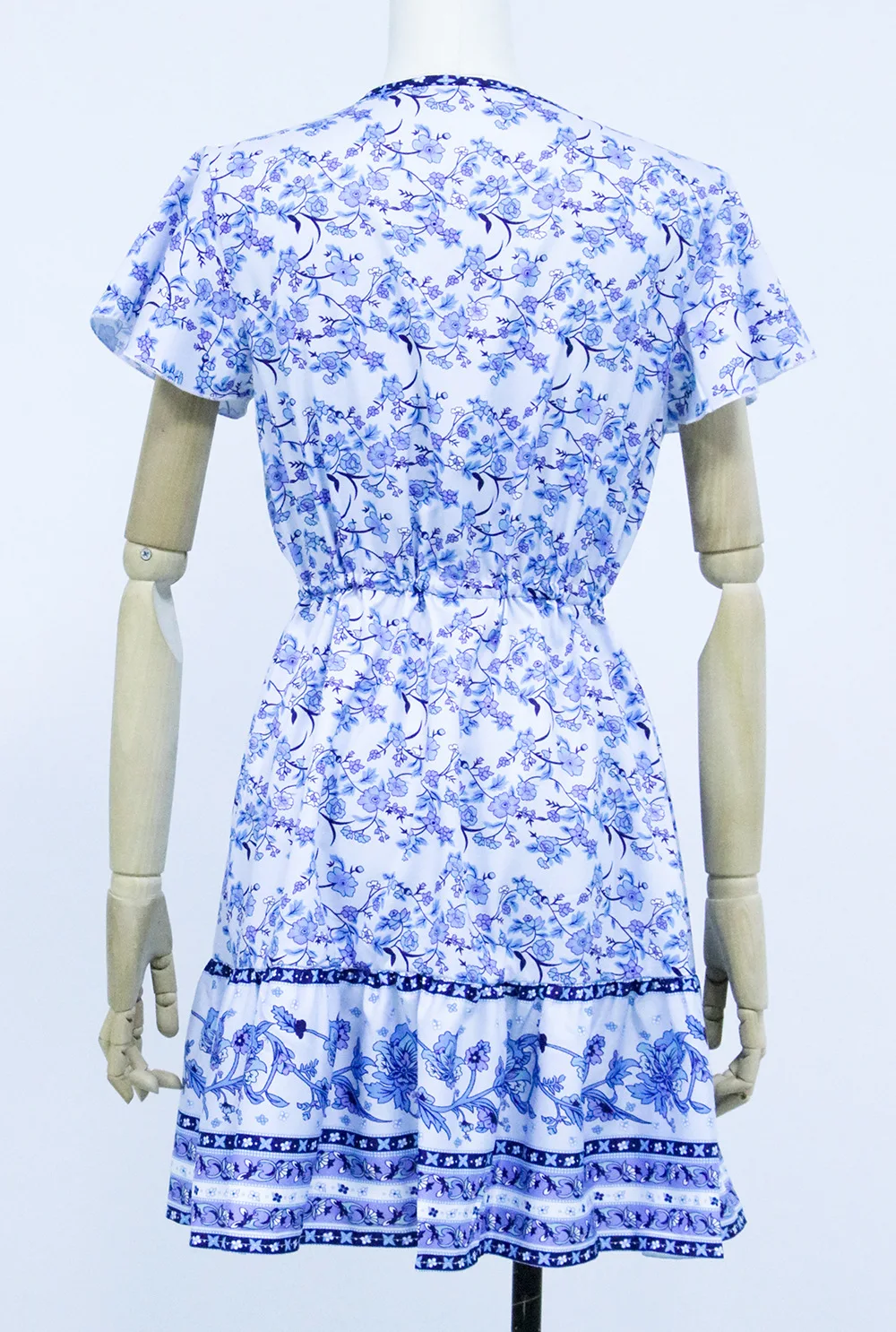 

Bohemia Beach Dress Butterfly Sleeve V Neck Single Breated A-line Loose Dress Summer Short Sleeve Tunic Lace Up Black Mini Dress