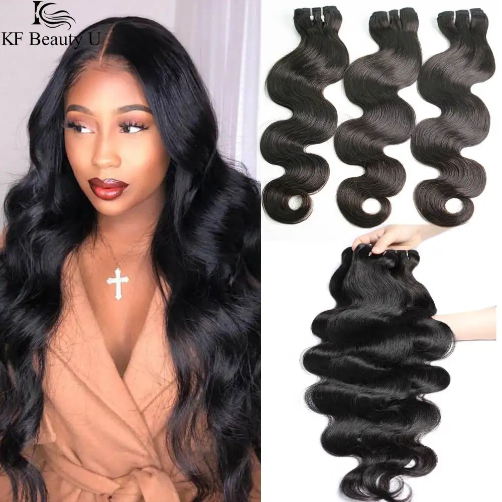 

30 Inch Brazilian Body Wave Bundles Human Hair Extensions for Black Women Non Remy Human Hair Waving Bundles Double Machine Weft